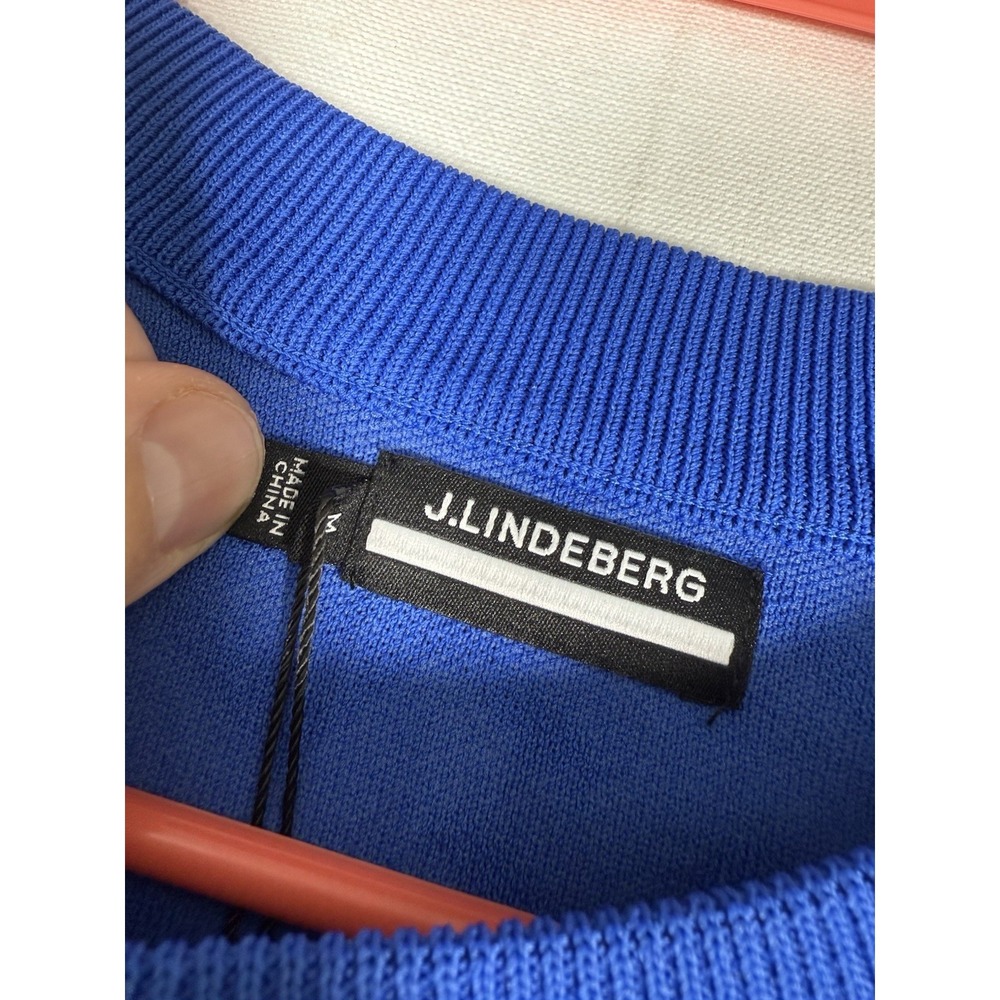 NWT J.Lindeberg Bridge Mono Knitted Sweater Mens Medium Nautical Blue MSRP $185 - Picture 3 of 8